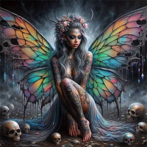 Huacan 5D DIY Diamond Painting Women Portrait Wing Landscape Diamond Mosaic Living Room Wall Decoration