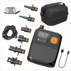 Electric Air Pump Wireless Air Pump 80W Wireless SUP Pump Tire Inflator Dual-Stage Battery Paddle Board Pump for Inflatable
