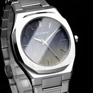 Mens Business Steel Strap Watches Gradient Personality Fashion Watches Mens Watches Sky Blue Tiffany Blue Mens Watches Comes in a gift box