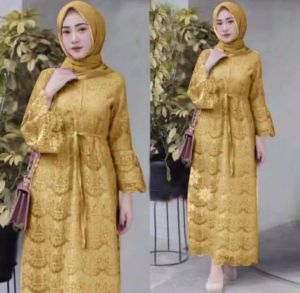 GAMIS YASINA FULL BRUKAT RESLETING DEPAN(BUSUI FRENDLY)TANGAN TEROMPET TERBARU 2023