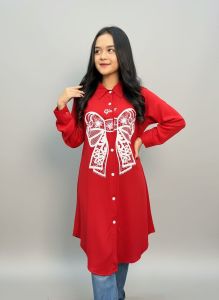 Kemeja Tunik Rayon Twill Motif Pitbig