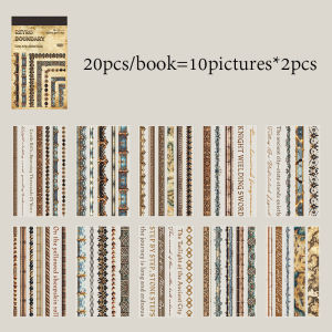Mr.paper | Mr.Paper 20 Sheets/Book Retro Boundary Series Sticker Book Vintage Floral Border PET Die-Cut Stickers for Journal Scrapbooking