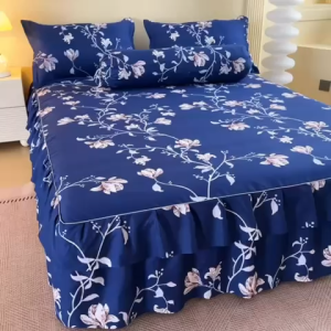 [Local Ready Stock] Fitted Bedsheet Cadar Ropol Soft 3 IN 1 Ropol Set Bed Sheet 2 Pillowcase Skirt Bedspread
