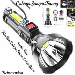 Senter LED COB Charge Portable Cahaya Super Terang 3 Mode & Cahaya Samping Free USB - OSL-830