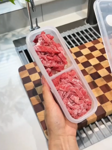 PaulWeekend กล่องเก็บที่จัดเก็บในตู้เย็นแบบหลายช่องสำหรับผักและเนื้อสัตว์ภาชนะเก็บรักษาที่ปิดสนิท