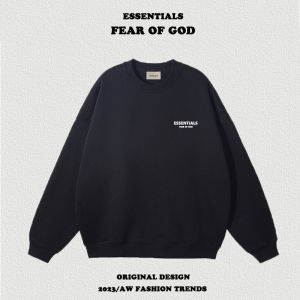 Fog Essentials round Neck Fleece Lined Mens Sweatshirt Couple Matching Casual Loose Fit Youth Fashion Autumn Winter Wear