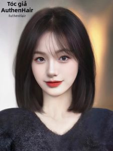 REAL ME | Tóc giả ngắn bob full đầu tự nhiên giảm lão hóa 100% tóc thật lưới trước
