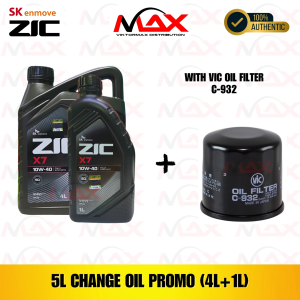 SK-ZIC 5 Liters X7 10W40 For GASOLINE Engine with C-932 Vic Oil Filter Bundle