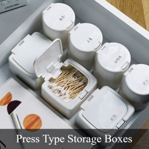 Desktop Small Items Storage Box Press Type Drawer Organizer Box Cotton Swab Dental Floss Box Makeup Cotton Miscellaneous Classification Box