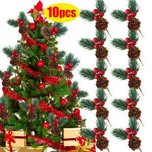 3 ชุด กิ่งไม้ปลอมสำหรับตกแต่งวันคริสต์ 1/5 ชิ้น โคนลูกสนกิ่งก้าน สีแดง สำหรับวันคริสต์ มาสอุปกรณ์ ทำพวงมาลัย DIY