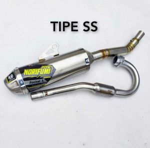 Knalpot Norifumi Rocket 4 Competition silincer besar Stainless Bore up full set Motor KLX 150 DT BF CRF 150 WR 155