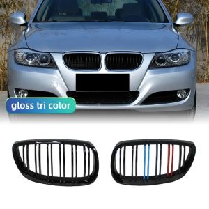 For BMW E92 E93 M3 2006-2009 Front Bumper Kidney Grill  Gloss Black Dual Line Grille Car Styling Racing Grilles Replacement Part