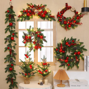 Christmas Decoration Garland Rattan Christmas Tree Pendant Pine Cone Half Ring Mall and Shop Showcase Scene Show Window Landscaping