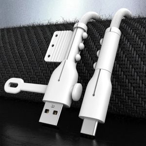 เครื่องป้องกันที่ชาร์จสีน้ำเงินออนไลน์สำหรับการจัดการสายผูกที่ชาร์จแอนดรอยด์ที่ยึดสายเคเบิลคลิปม้วนสายเคเบิล - สำหรับ USB Type-C