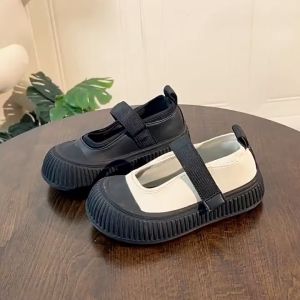 Girls Mary Jane Shoes Square Shoes Girls Shoes Fashion Foreign Style Thick Bottom Ultra-light Muffin Bottom