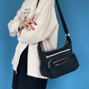 Nylon Multipurpose Waterproof Crossbody Tote with Multiple Compartments for Women