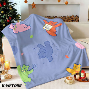 Beast Kingdom | Playful Colorful Bears Winter Summer Flannel Blanket Throw Fleece Soft Fuzzy Plush Cozy Fleece Blankets for Sofa Ideal Gifts