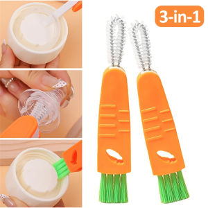 3-in-1 Carrot Shape Cup Lid Cleaning Brush Gap Groove Cleaner Brushes Mini Cup Holder Cleaner Tools