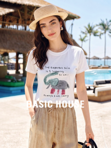 Basic House | Cartoon Youthful Womens T-Shirt Short Sleeves