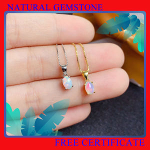 Natural Opal Pendant 925 Silver Engagement Wedding Simple Design Necklace Gemstone with Certificate