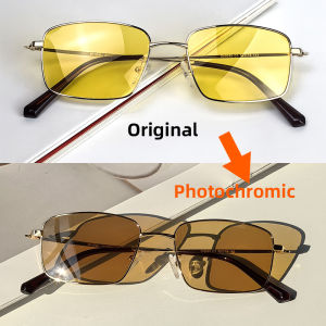 Shinu | SHINU Photochromic Polarized Sunglasses Men Blue Light Blocking & UV 400 for Daily Use Night Vision Metal Driving Glasses