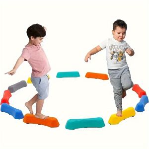8pcs Kids Balance Stepping Stones Set Multicolor Plastic Balance Blocks for Coordination Gross Motor Skills Development