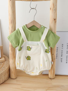 Pure Cotton Baby Bodysuit Summer Cartoon Boys Triangle Crawling Suit Short Sleeve Comfortable Soft Fabric Infant Clothes