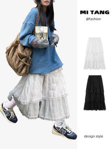 Váy Dài Đến Giữa Bắp Chân Ren Trắng Cho Nữ Mùa Xuân Hè Đa Năng Thiết Kế Váy Chữ a Cạp Cao Dáng Chữ a Váy Midi