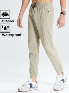 Lulu Mens Sport Quick Dry Thin Woven Elastic Zipper Trousers Breathable Waterproof Fitness Long Pants Running Cool Sensation