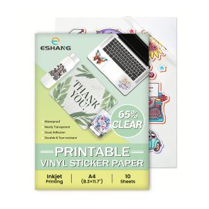 10/20 Sheets 65% Clear Waterproof Vinyl Sticker Paper A4 Size (8.3×11.7 inches) Translucent Inkjet Printable Sticker Paper