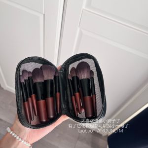 Portable Mini Makeup Brushes Set including Blush Bronzer Nose Shadow Brush Compact Pouch Included Handy Cosmetic Tools