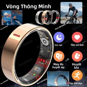Nhẫn Thông Minh Theo Dõi Sức Khỏe Chống Nước Ngoài Trời 5ATM Đo Nhịp Tim HRV Huyết Áp Oxy Theo Dõi Thể Thao Vỏ Hợp Kim Nhắc Nhở Tin Nhắn
