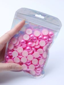 ลูกปัดมุกทรงกลมครึ่งวงกลมสีพื้น 14 มม. 100 ลูกปัด อุปกรณ์ทำเครื่องประดับ DIY อุปกรณ์เสริมโทรศัพท์มือถือ