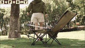 kerusi lipat Kerusi healing Camping Chair Portable Outdoor Folding Reclining Camping Chair with Leg Rest 露营躺椅