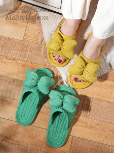 New Luxury Fabric High End Butterfly Knot Men Women Couple Anti Slip Silent Home Slippers Fashionable Cotton Home Shoes