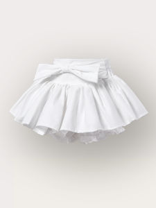 Girl Bows Skirt 2024 Summer Young Adult A- line Mini Skirt Cute Fashion Party Fluffy Skirt