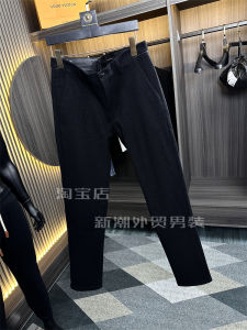 Mens Pure Color Business Casual Thickened Straight Leg Cotton Sweatpants Elastic Waist Autumn Warm Leisure Trousers