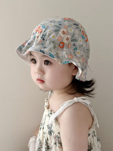 Baby Spring Summer Thin Fisherman Hat Floral Print Sunshade Cute Bucket Cap for Girls  Style Pure Cotton Outdoors Hat