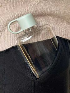 Portable Mini Water Bottle Flat Plastic Narrow Mouth Sporty Thin Pocket Water Cup Tritan Material Compact Size Beverage Container