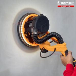 RUBYSHOP เครื่องขัดผนังสกิมโค้ทด้ามยาว หน้า 9 นิ้ว รุ่น RB-DWS225B แรงวัตต์ 850w ดูดฝุ่นในตัว ไร้ฝุ่น 100% ไฟ LED ส่องสว่าง Drywall sander