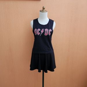 atasan kaos wanita hitam S M cewek kutung cute santai