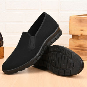 JIFANPAUL | Mens Black Slip-Resistant Breathable Canvas Shoes