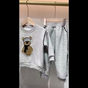 bambeau Childrens Clothing Set Cotton Cute Cartoon Bear Pattern Long Sleeve Fashion Clothing Set