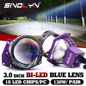 1 PC 3" 65W Blue Bi LED Projector Headlamp Lens Hella 3R G5 Bracket Carbon Fiber High Low Beam 19000LUX 6000K For Car Motorcycle Headlight Accessories Retrofit