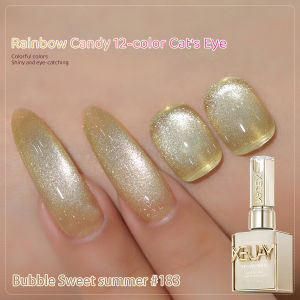 XEJAYI 1pc 15ml Rainbow Candy Cat Eye Gel Nail PolishUV LED Soaking Nail Gel Semi-Permanent DIY Salon Quality