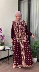 Kaftan Motif NABAWI Ld 180 cm Kaftan Panjang Muslim Wanita Nyaman Ori By Batik Alfaris