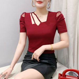 REHIN เข้ารูปพอดีคอสี่เหลี่ยมแขนสั้นสำหรับผู้หญิงเทรนใหม่ฤดูร้อน