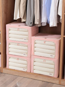 Bai Cao Yuan กล่องเก็บของพับได้ใส่เสื้อผ้า กล่องจัดระเบียบผ้าไนลอนโปร่งใสสำหรับใช้ในบ้าน กล่องเก็บของสำหรับใช้ในบ้าน