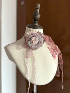 สร้อยคอแบบช็อคเกอร์ดอกกุหลาบทำมือดีไซน์ดั้งเดิมของ TeNg สร้อยคอแบบยาวพร้อมสายรัดคอแบบผูกโบว์สำหรับผู้หญิง