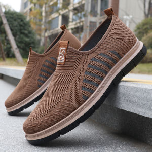 Mens Fashionable Solid Knitted Running Shoes - Lightweight Breathable and Non-Slip - Perfect Sports Shoes for Outdoor Adventures
